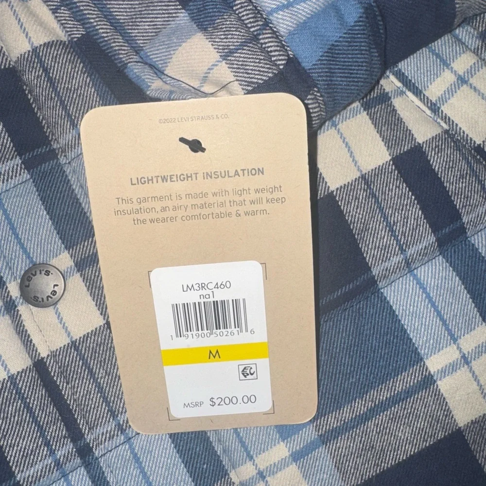 Levi's Navy and Light Blue Plaid Shirt Jacket - Picture 7 of 8